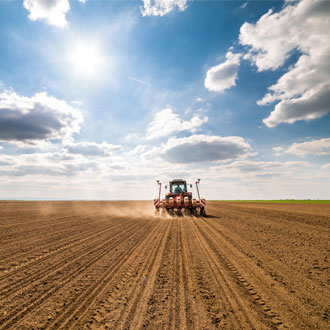 Tractor on a family farm